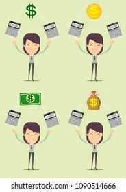 Close up of female accountant or banker making calculations. Savings, finances and economy concept