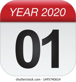 Close up of first day of the year 2020 on calendar. New year is the first day of the year in the Gregorian calendar.
