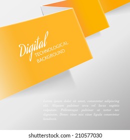 Close up folded orange paper on white background. Vector illustration.