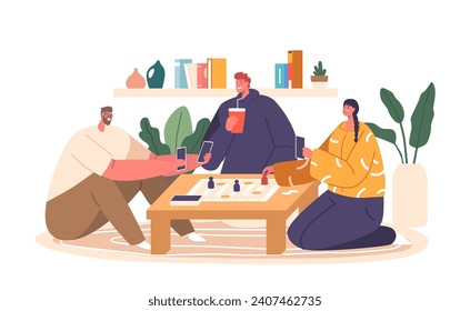 Close Friends Gather On Weekends, Bonding Over Board Games. Laughter, Competition, And Camaraderie Fill The Room