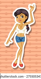 Close up girl in shorts posing alone