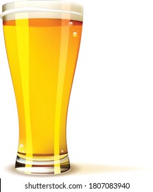 Close up Glass of beer on white background