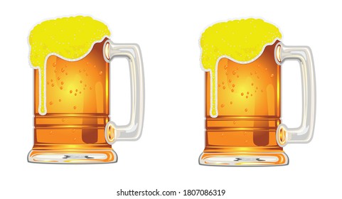 Close up Glass of beer on white background