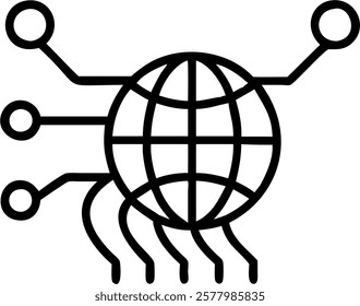 Close up of glowing fiber optic cables forming a globe concept as A macro photograph featuring glowing fiber optic cables intricately woven to form the shape of a globe against a d