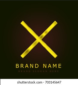 Close golden metallic logo