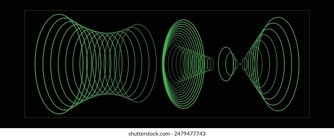 Close up of green circles on black background, suitable for technology, design, abstract concepts, web backgrounds, or analytical themes.