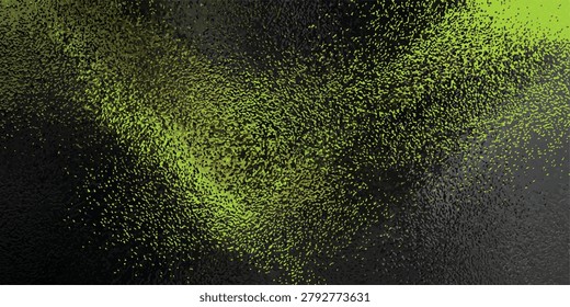 Close up of green powder explosion creating dynamic abstract texture on black surface