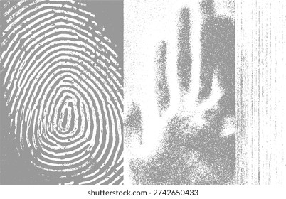 Close up of a grey fingerprint pattern with textured abstract and vertical lines whorl ridge