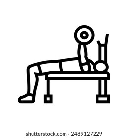 close grip bench press arm fitness exercise line icon vector. close grip bench press arm fitness exercise sign. isolated contour symbol black illustration