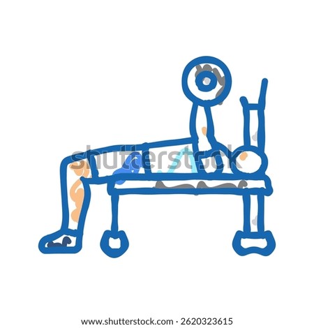 close grip bench press arm fitness exercise doodle icon sketch vector. close grip bench press arm fitness exercise sign. isolated symbol illustration