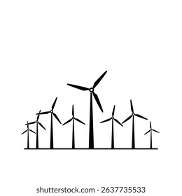 Close Up Group of Wind Turbines on White Background Clean Energy Concept