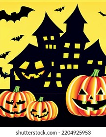 Close up halloween background with pumpkins