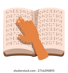 Primer plano de una mano leyendo delicadamente un libro en braille, que simboliza la educación accesible y la inclusión para las personas con discapacidad visual