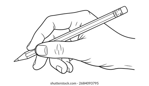 Feche uma mão segurando um lápis, pronto para escrever ou desenhar.