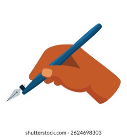 Close up of a hand holding a calligraphy pen, symbolizing writing, creativity, and artistic expression