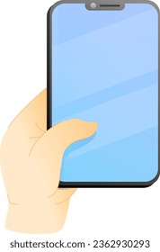 Close up of hand holding smartphone on transparent background vector art, cropped isolated hand using smartphone on the background transparent 