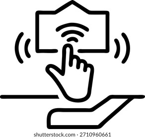 Close up of hand swiping holographic interface in mid air concept as A macro image shows a hand swiping through a holographic interface suspended in mid air within a home office. The camera angle highlights the ease and fluidity of interaction symbolizing happiness and seamless technology in remote work. in Photo Stock Concept , copy space for advertisement or banner with Photo Realistic as high Quality Detail --ar 7:2 --tile