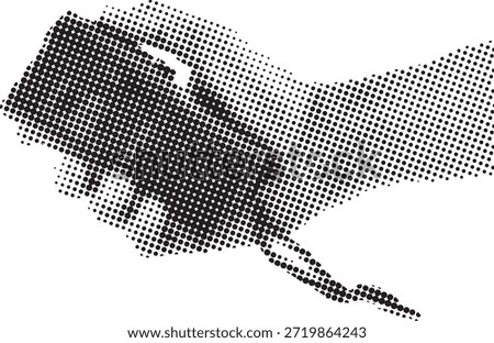 Close up of a hand using a credit card reader machine for contactless payment transaction in halftone style
