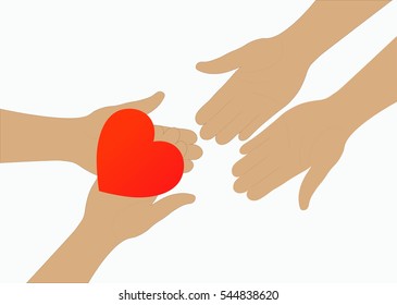Close up of hands holding red heart 