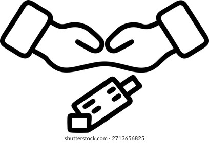 Close up of Hands Passing a USB Stick concept as A macro close up of hands exchanging a USB stick during a project meeting. The focus is on the precise hand movements symbolizing digital collaboration and data sharing. The scene offers ample space for text about teamwork and tech innovation. in Photo Stock Concept , copy space for advertisement or banner with Photo Realistic as high Quality Detail --ar 7:2