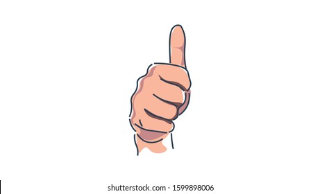 Close up of hands showing thumbs up white background