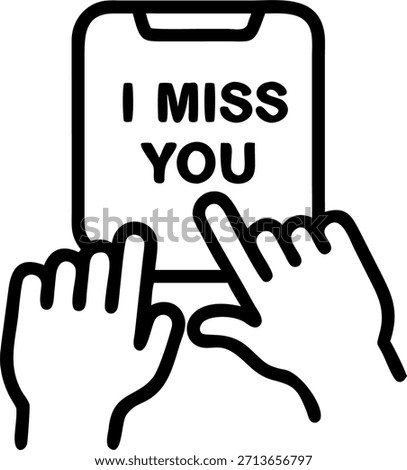 Close up of Hands Texting I Miss You on a Smartphone concept as A macro shot of hands holding a smartphone and typing I miss you into a messaging app. The image symbolizes emotional connection digital communication and personal bond offering space for text about relationships and closeness. in Photo Stock Concept , copy space for advertisement or banner with Photo Realistic as high Quality Detail --ar 7:2