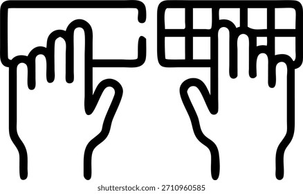 Close up of Hands Typing Together on a Keyboard concept as A macro close up of two sets of hand typing simultaneamente on a keyboard. A imagem representa o trabalho em equipe de colaboração digital e o foco compartilhado com espaço para texto sobre produtividade e resolução criativa de problemas. no Photo Stock Concept , copie espaço para anúncio ou banner com Photo Realistic como detalhes de alta qualidade —ar 7:2
