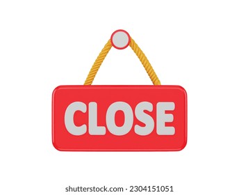 close hanging board icon 3d rendering vector illustration