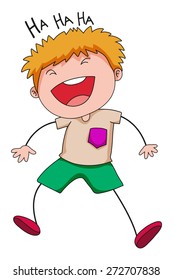 Close up happy boy laughing alone