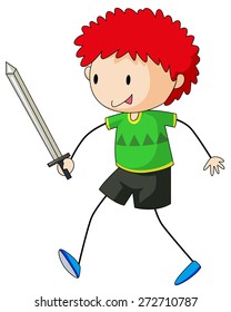 Cierra a un chico feliz jugando a la pelea de la espada