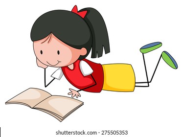 Close Happy Girl Reading Book Stock Vector (Royalty Free) 275505353 ...