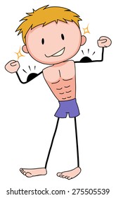 Close up happy man with strong muscles