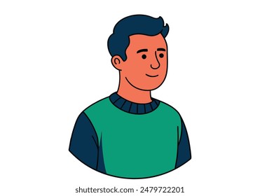 close up headshot portrait of happy  man. vector cartoon style  illustrator
