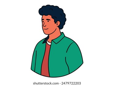 close up headshot portrait of happy  man. vector cartoon style  illustrator
