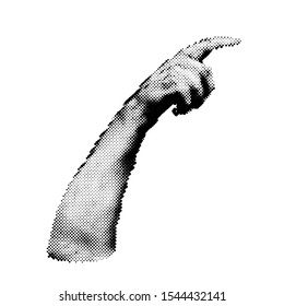 Close Up Human Hand. Vector Halftone Part Of Body