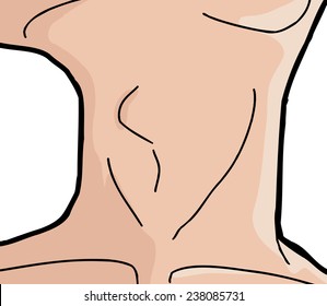 Close up of human neck and larynx over white background