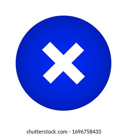 Cerrar icono en una forma de círculo degradado azul