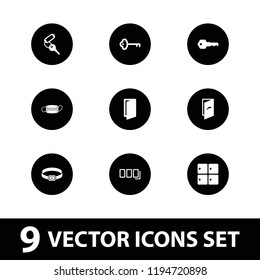 Close icon. collection of 9 close filled icons such as luggage storage, door, key, medical mask, push button. editable close icons for web and mobile.