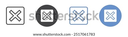 Close Icon flat line symbol set.