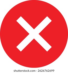 Close Icon for Graphic Design Projects or Cross Mark Icon, Red Tick Cross Mark