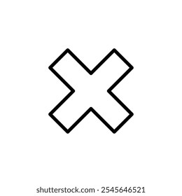 Fechar o design do logotipo do ícone. Excluir sinal e símbolo. sinal de cruz