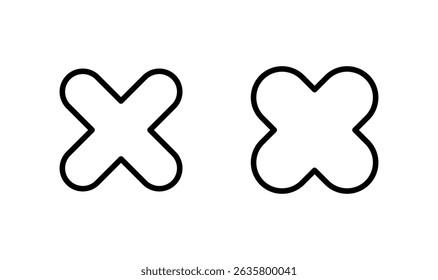 Fechar o design do logotipo do ícone. Excluir sinal e símbolo. sinal de cruz