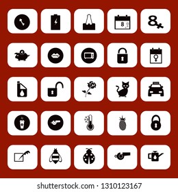 close icon set with battery, black cat and paper clip vector illustration