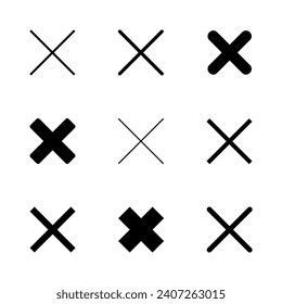 Close icon set. Delete icon vector. cross sign