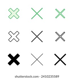 Close icon set. Delete icon vector. cross sign