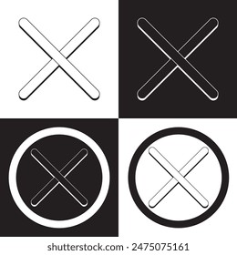 Close icon set. Delete icon vector. cross sign.  isolated on white and black background. EPS 10