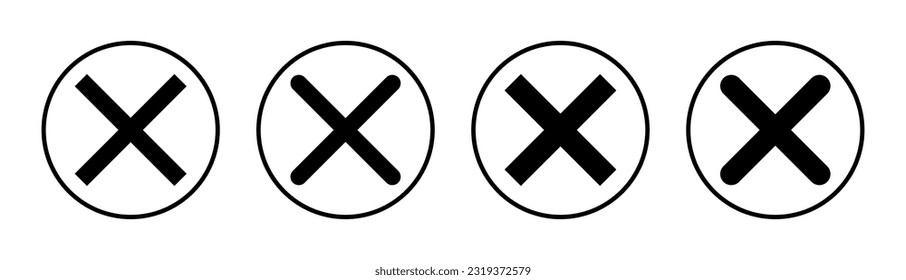 Schließen Sie die Icon-Set-Illustration. Zeichen und Symbol löschen. Kreuzzeichen