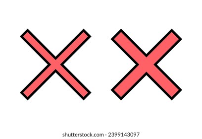 Schließen Sie die Icon-Set-Illustration. Zeichen und Symbol löschen. Kreuzzeichen
