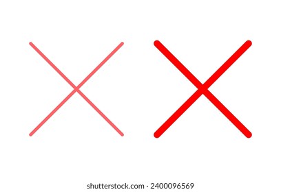 Cerrar la ilustración del conjunto de iconos. Borrar signo y símbolo. signo cruzado