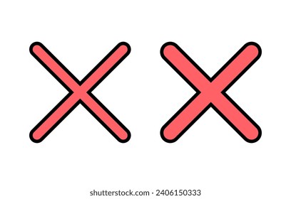 Schließen Sie die Icon-Set-Illustration. Zeichen und Symbol löschen. Kreuzzeichen